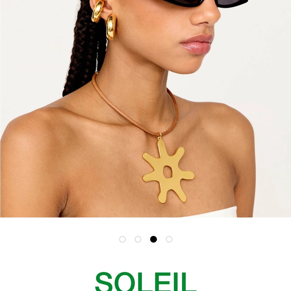 Eliou Gold Necklace with Tan Cord